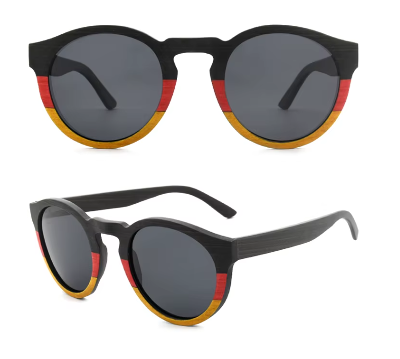 Our Madlyn Range Round Lens Wooden Veneer Sunglasses