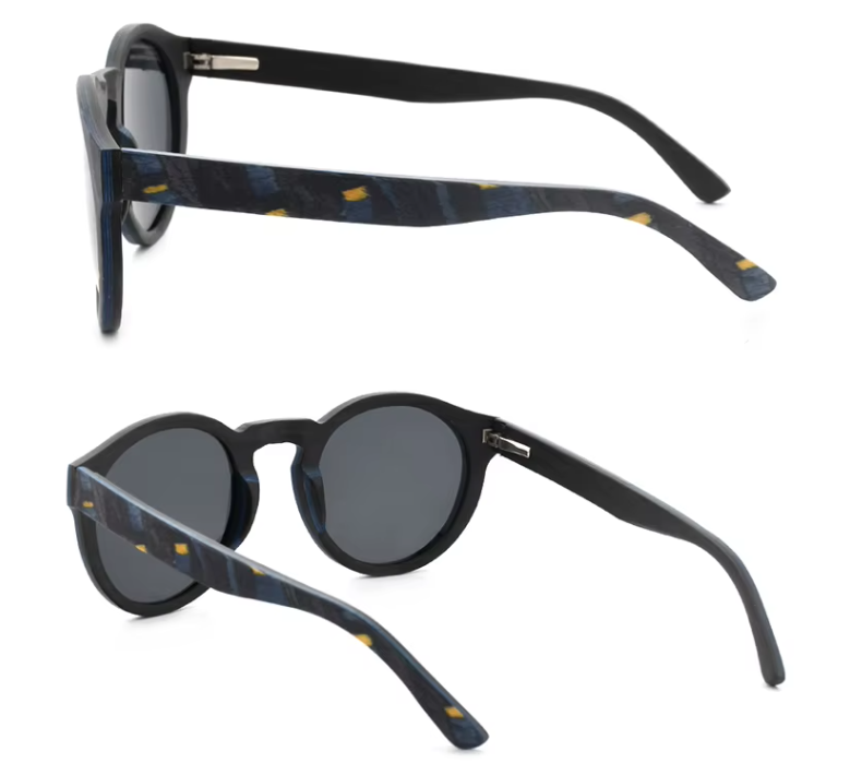 Our Madlyn Range Round Lens Wooden Veneer Sunglasses