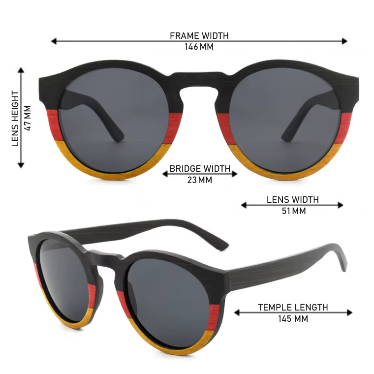Our Madlyn Range Round Lens Wooden Veneer Sunglasses