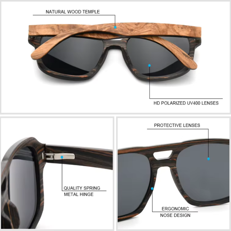 Our Newman Range Aviator Wooden Veneer Sunglasses