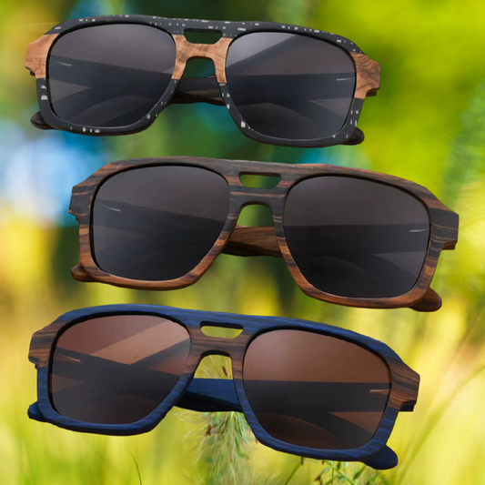 Our Newman Range Aviator Wooden Veneer Sunglasses