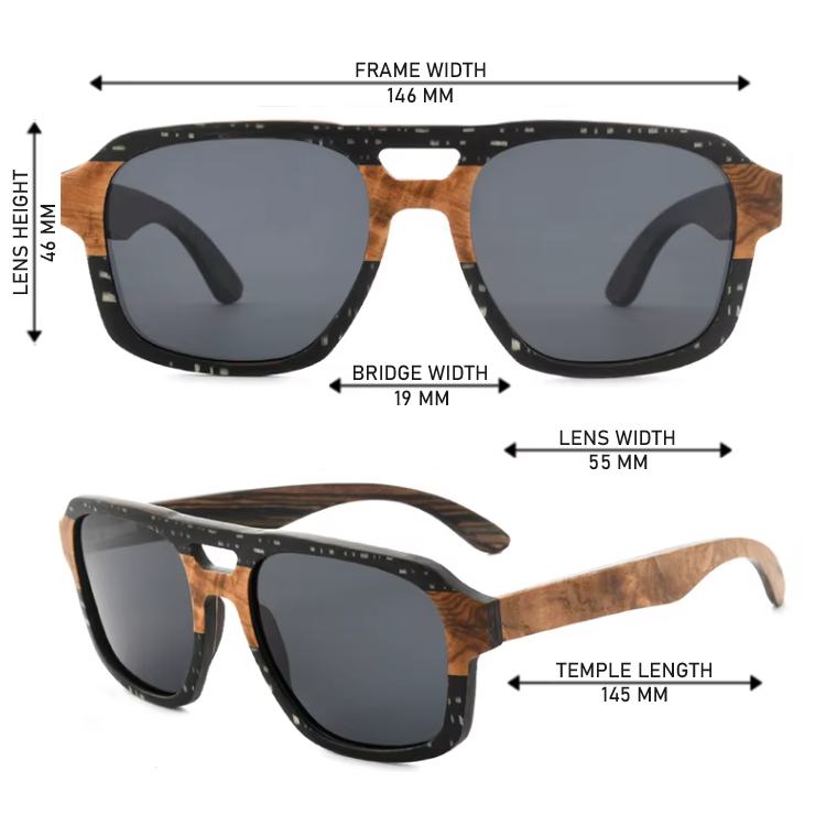 Our Newman Range Aviator Wooden Veneer Sunglasses