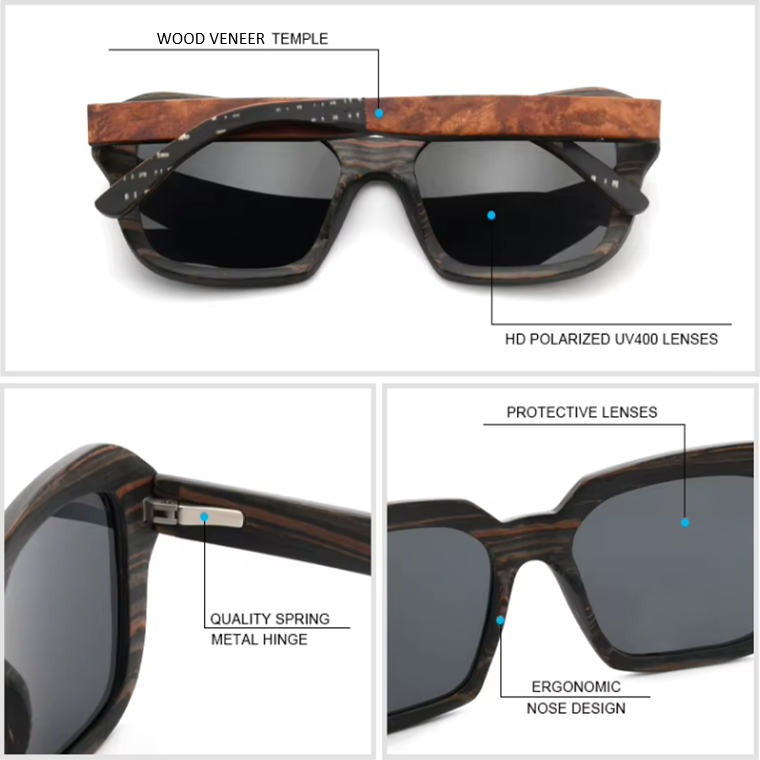 Our Heidie Range Oversized Wooden Veneer Sunglasses