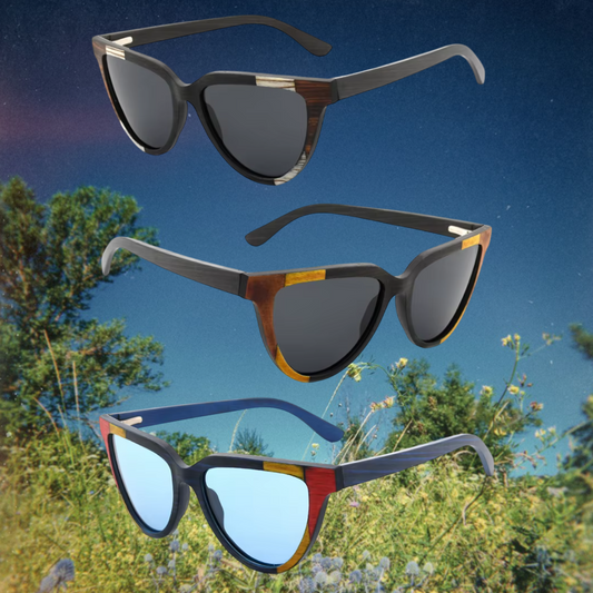 Our Katie Range Cat Eye Wooden Veneer Sunglasses