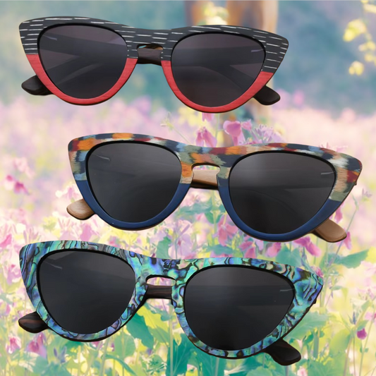 Our Genifer Range Cat Eye Wooden Veneer Sunglasses