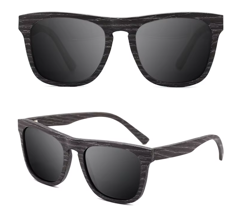 Black Ash Wooden Veneer Sunglasses with Grey Lenses