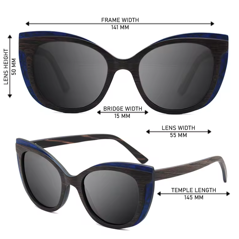 Our Mischa Range Cat Eye Wooden Veneer Sunglasses