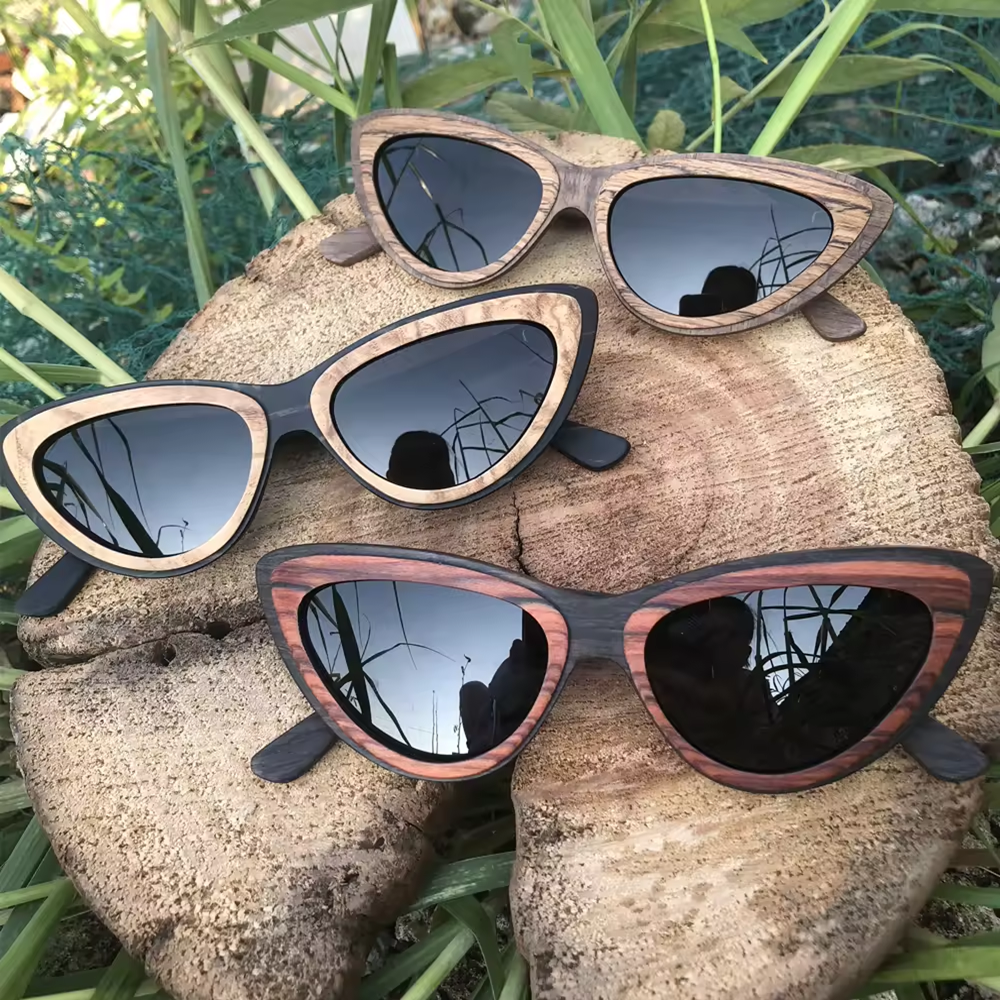 Our Rosslyn Range Cat Eye Wooden Veneer Sunglasses