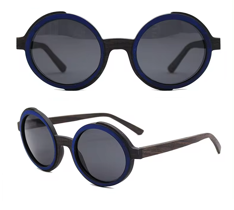 Our Stacie Range Round Lens Wooden Veneer Sunglasses