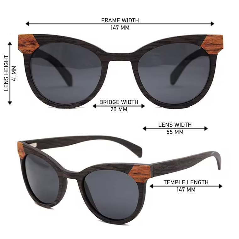 Our Terrie Range Round Lens Wooden Veneer Sunglasses