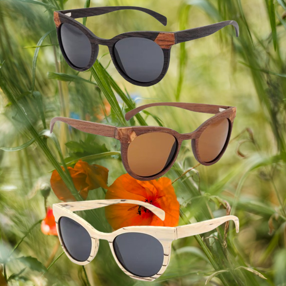 Our Terrie Range Round Lens Wooden Veneer Sunglasses