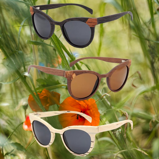 Our Terrie Range Round Lens Wooden Veneer Sunglasses