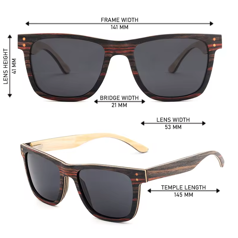 Our Aynsley Range Square Lens Wooden Veneer Sunglasses