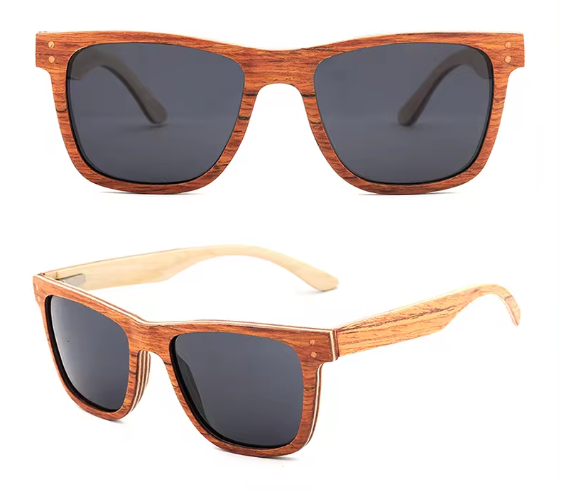 Our Aynsley Range Square Lens Wooden Veneer Sunglasses