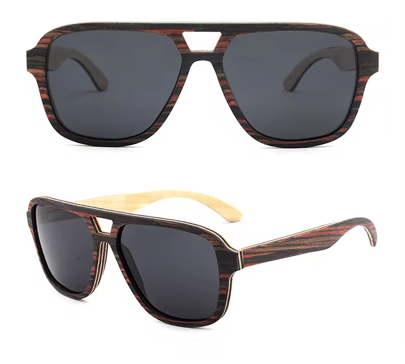 Our Barrie Range Aviator Style Wooden Veneer Sunglasses