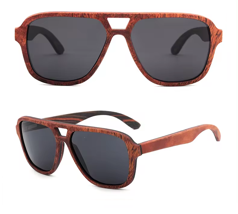 Our Barrie Range Aviator Style Wooden Veneer Sunglasses