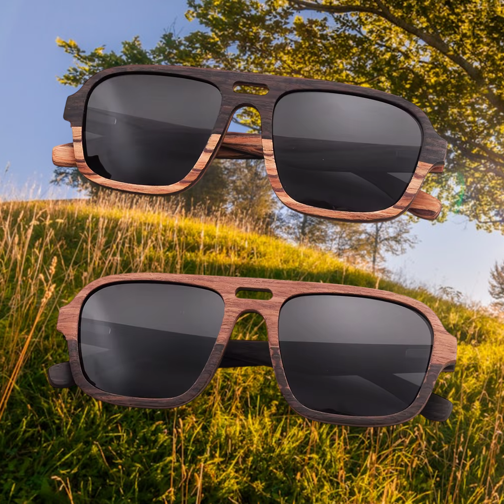 Our Cameron Range Aviator Wooden Veneer Sunglasses