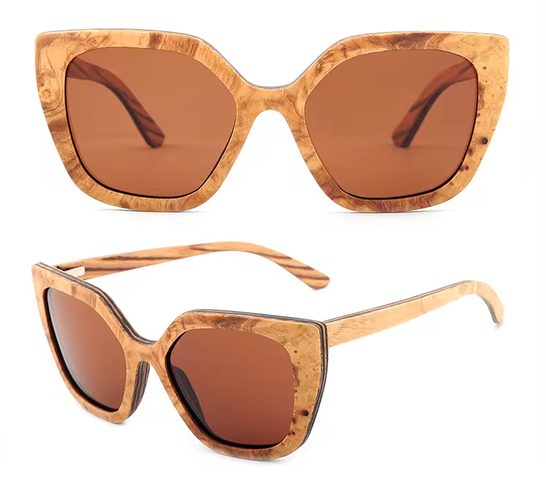 Our Gelina Range Cat Eye Wooden Veneer Sunglasses