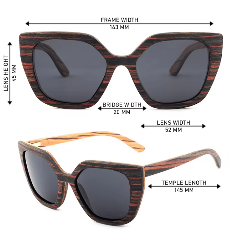 Our Gelina Range Cat Eye Wooden Veneer Sunglasses