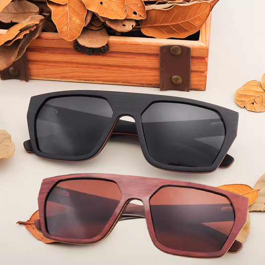 Our Wilson Range Geometric Wooden Veneer Sunglasses