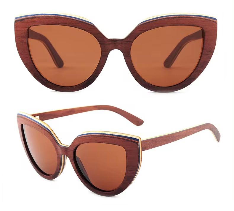 Our Jaelan Range Cat Eye Wooden Veneer Sunglasses