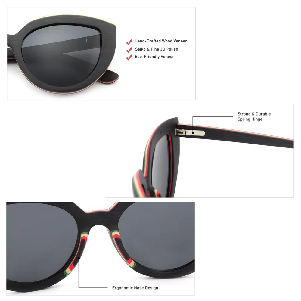Our Jaelan Range Cat Eye Wooden Veneer Sunglasses