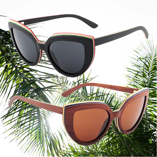 Our Jaelan Range Cat Eye Wooden Veneer Sunglasses