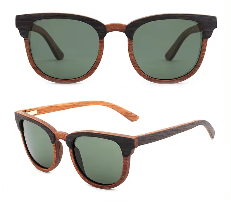 Our Nickie Range Browline Wooden Veneer Sunglasses