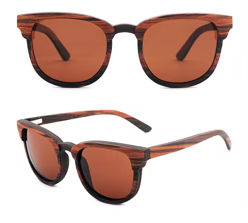 Our Nickie Range Browline Wooden Veneer Sunglasses