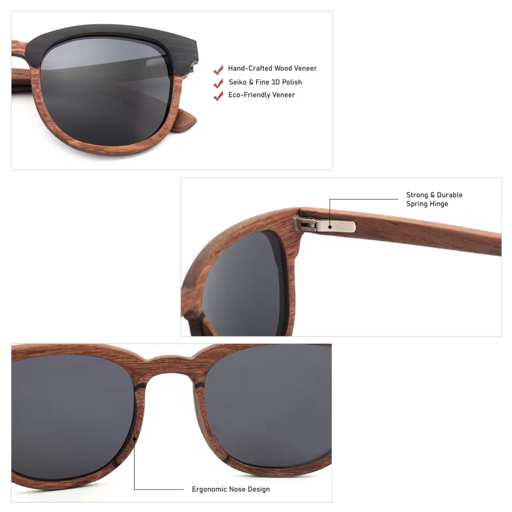 Our Nickie Range Browline Wooden Veneer Sunglasses