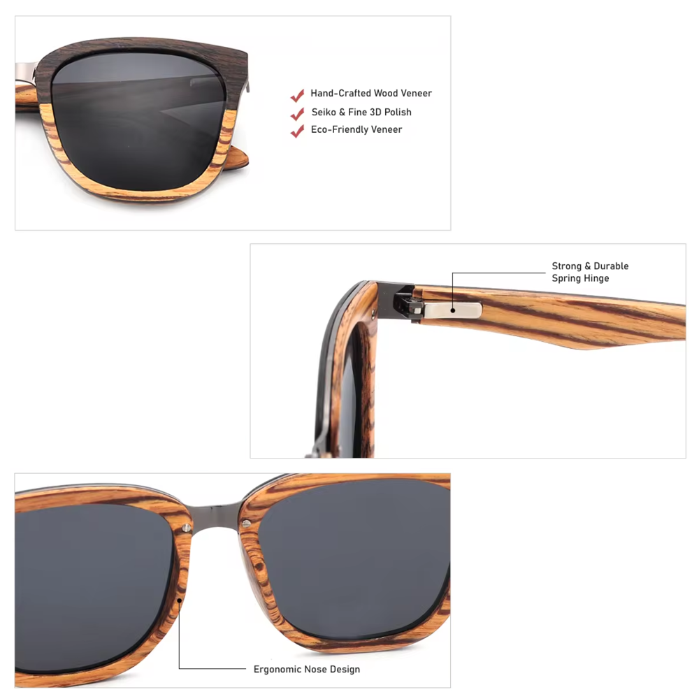 Our Dustyn Range Square Wooden Veneer Sunglasses